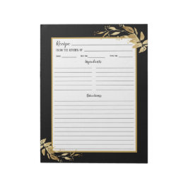 Bloco De Notas Notepad de recebimento de folhas Douradas e pretas
