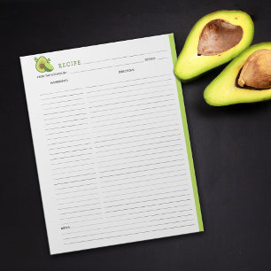 Bloco De Notas Notepad de Receita Culinária do Avocado