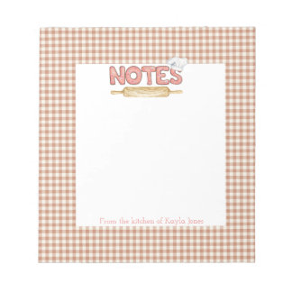 Bloco De Notas Notepad de Receita de Cookie Brown Gingham
