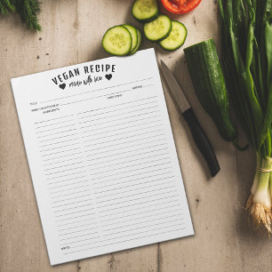 Bloco De Notas Notepad de Receita de Vegan Culinária Minimalista