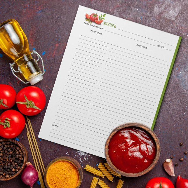 Bloco De Notas Notepad de receitas culinárias de tomate (Criador carregado)