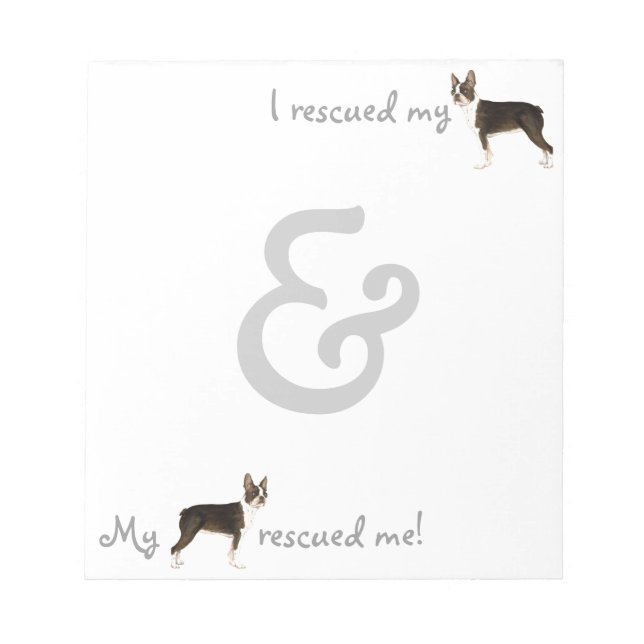Bloco De Notas Notepad de Resgate de Boston Terrier (Frente)