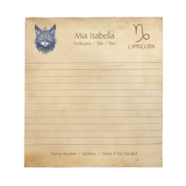 Bloco De Notas Notepad de Símbolo Zodiac Capricórnio e Celestial