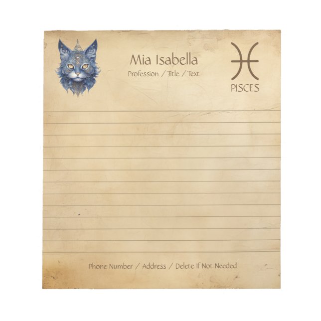 Bloco De Notas Notepad de Sinal Zodiac & Celestial (Frente)