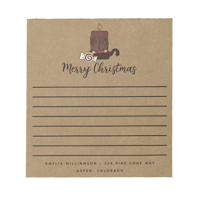 Bloco De Notas Notepad de velas de Natal Rustic Felry (Frente)