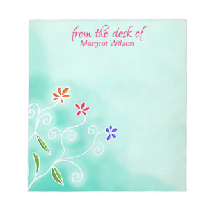Bloco De Notas Notepad de Watercolor com Flores Whimsical