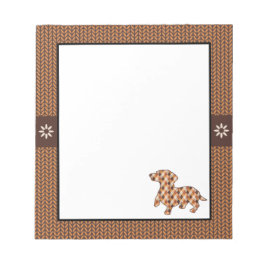 Bloco De Notas Notepad de Xadrez do Dachshund Brown Knit