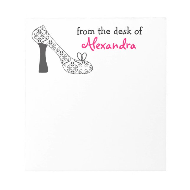 Bloco De Notas Notepad do Calçado Stiletto de Alto Calço Damask (Frente)