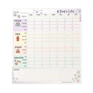 Bloco De Notas Notepad do Controlador de Cuidados de Cão: Comida,