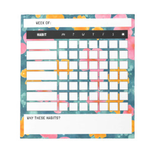 Bloco De Notas Notepad do Controlador de Hábitos Semanais Floral