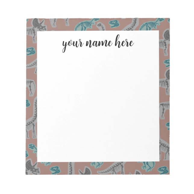 Bloco De Notas Notepad do Dinossauro Fossilizado Personalizado (Frente)