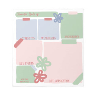 Bloco De Notas Notepad do Estudo de Bíblia de Caracteres