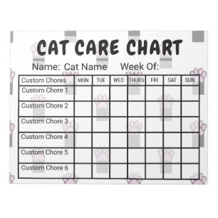 Bloco De Notas Notepad do Gráfico de Cores do Cat Care Padrão de 