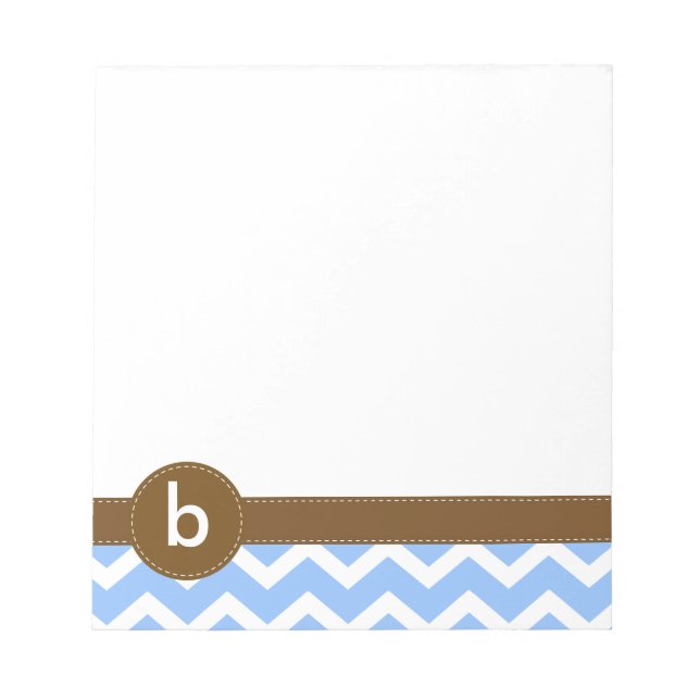 Bloco De Notas Notepad do padrão Zig Zag Chevron azul (Frente)
