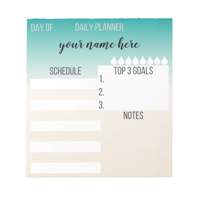 Bloco De Notas Notepad do Planejador Personalizado Teal e Beige (Frente)