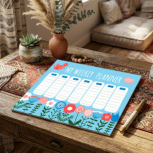 Bloco De Notas Notepad do Planejador Semanal Floral