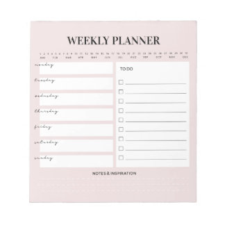 Bloco De Notas Notepad do Planejador Semanal Minimalista