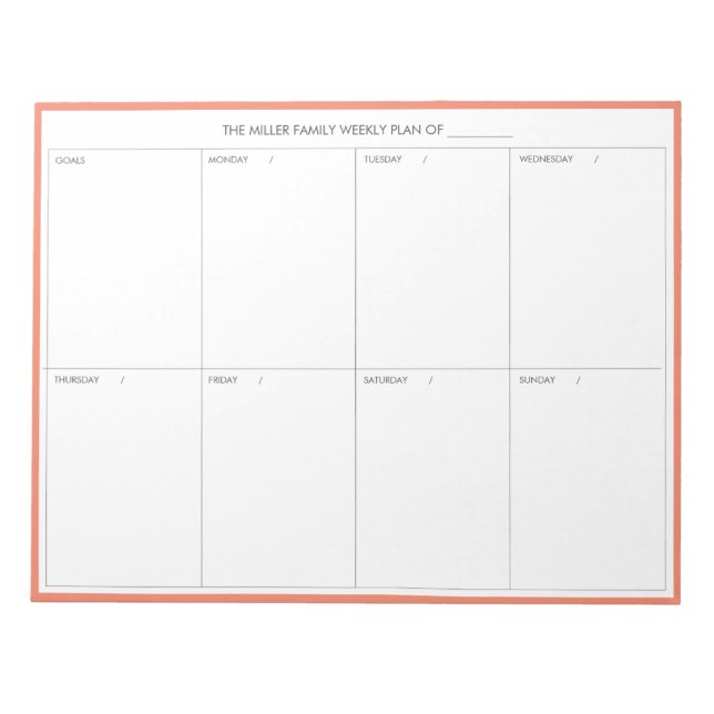 Bloco De Notas Notepad do Planejador Semanal Moderno Minimalista  (Frente)