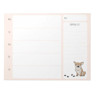 Bloco De Notas Notepad do Planner de Almoço da Escola Corgi