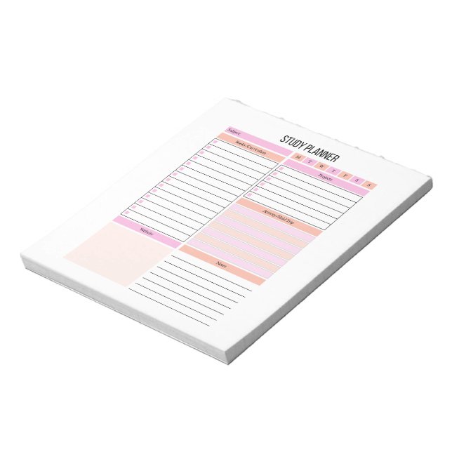 Bloco De Notas Notepad do Planner de Estudo (Invertido)
