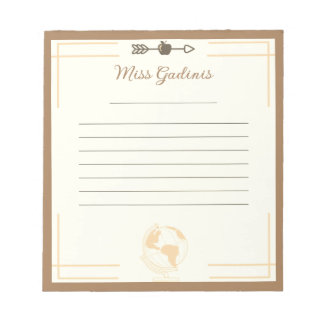 Bloco De Notas Notepad do Professor do Globe Dourado