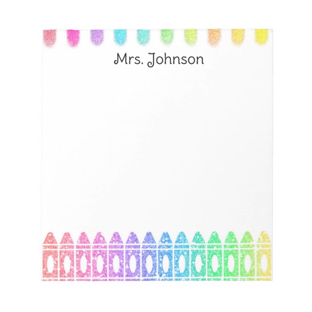 Bloco De Notas Notepad do professor do Rainbow Crayon Kindergarte (Frente)