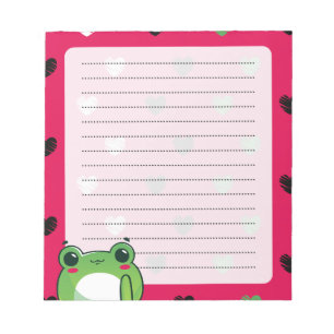 Bloco De Notas Notepad do Sapo e Corações Kawaii