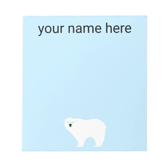 Bloco De Notas Notepad do Urso Polar Personalizado para Crianças (Frente)