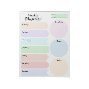 Bloco De Notas Notepad dos Círculos do Planejador Semanal Coloful