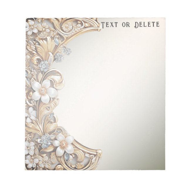 Bloco De Notas Notepad Dourado Branco Decorativo (Frente)