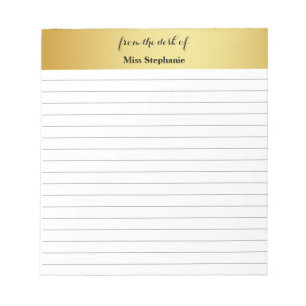 Bloco De Notas Notepad Dourado Vintage