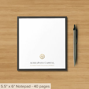 Bloco De Notas Notepad Elegante com Logotipo Compass Dourado