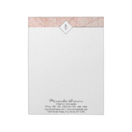 Bloco De Notas Notepad Elegante Rosa Dourado Monograma