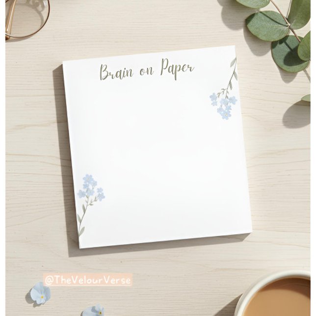 Bloco De Notas Notepad estético mínimo com flores azuis (Criador carregado)