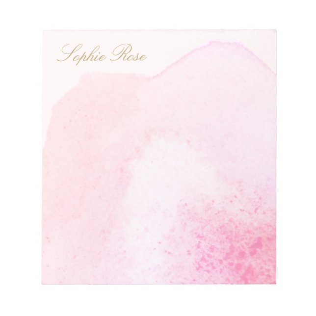 Bloco De Notas Notepad Flor De Aquarela Rosa Elegante (Frente)