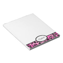Bloco De Notas Notepad Floral Branco, Rosa Personalizado, Preto