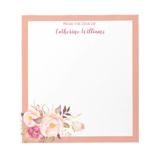 Bloco De Notas Notepad Floral Cor-de-rosa-claro-vermelho personal