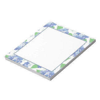 Bloco De Notas Notepad Floral de Hydrangea Azul Elegante