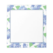 Notepad Floral de Hydrangea Azul Elegante