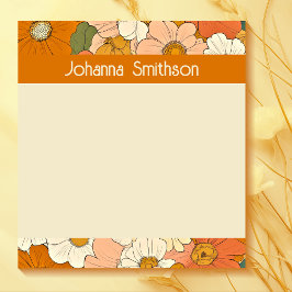 Bloco De Notas Notepad Floral do Groove Laranja Retro