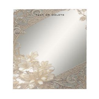 Bloco De Notas Notepad Floral do Ornamentado Dourado Moderno