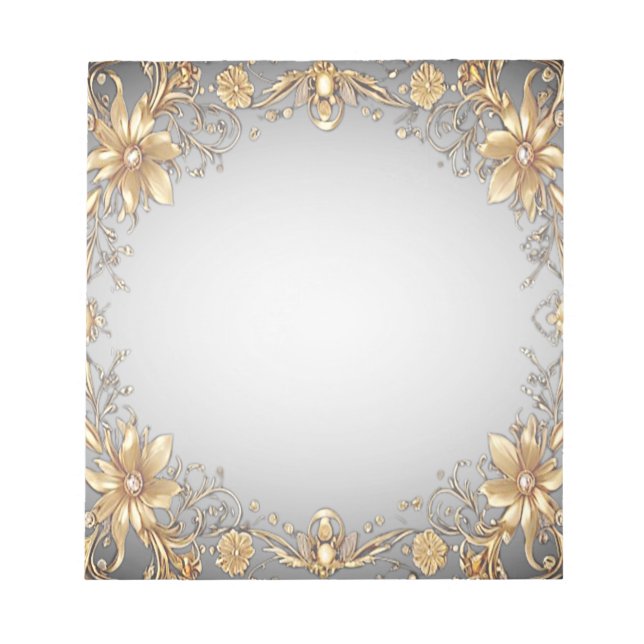 Bloco De Notas Notepad Floral do ouro (Frente)
