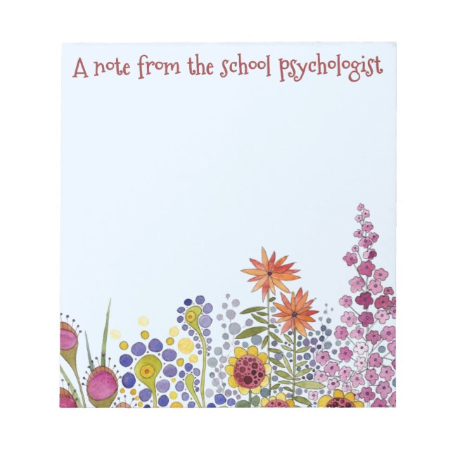 Bloco De Notas Notepad Floral do Psicólogo Escolar (Frente)