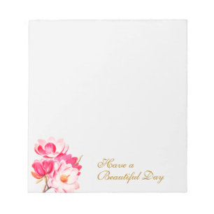 Bloco De Notas Notepad Floral Elegante, cor-de-rosa Magnolias