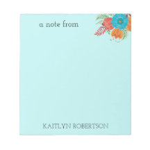 Notepad Floral Laranja Coral Retro