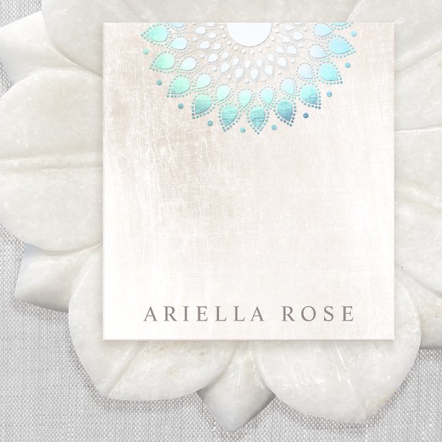 Bloco De Notas Notepad Floral Lotus Turquoise Elegante (Criador carregado)