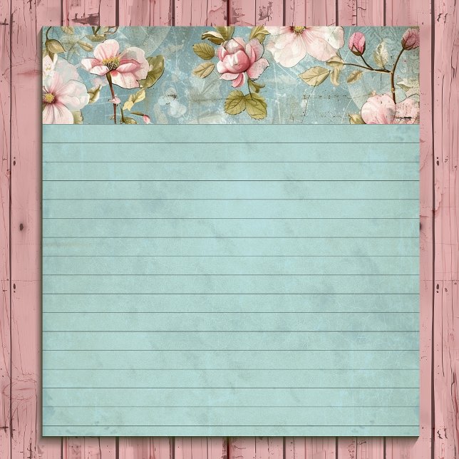Bloco De Notas Notepad Floral Pequeno Azul e Rosa (Criador carregado)