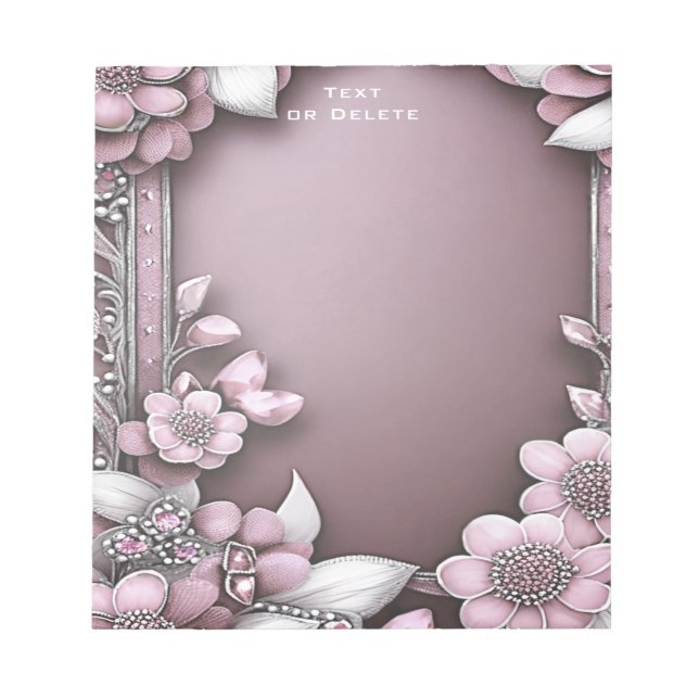Bloco De Notas Notepad Floral Rosa (Frente)