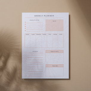 Bloco De Notas Notepad Floral Rosa Semanal