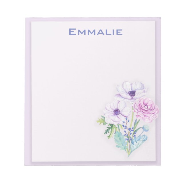 Bloco De Notas Notepad Floral Roxo/Lavanda Personalizado (Frente)